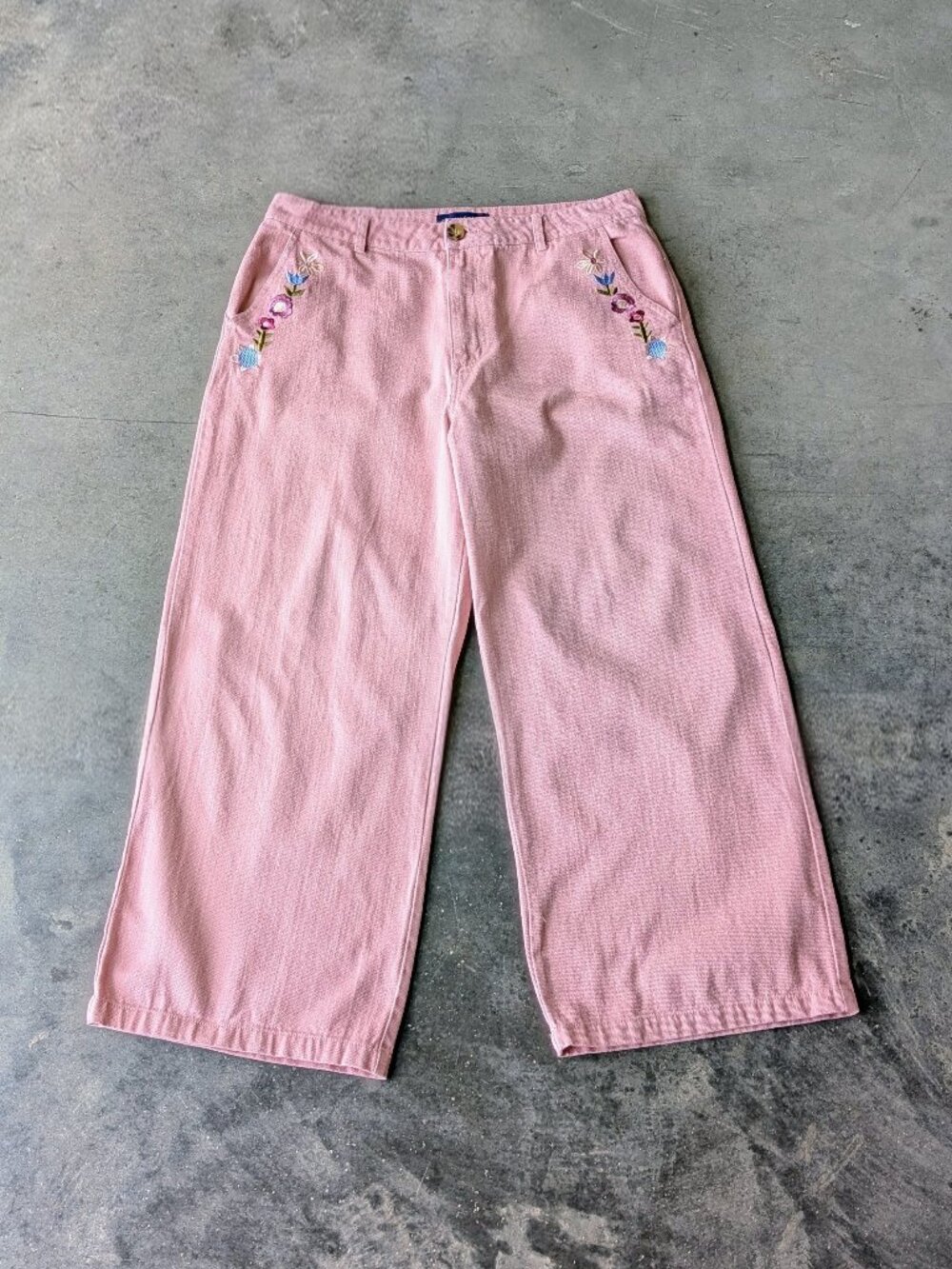 Modcloth x Princess Highway Chain of Wildflowers Embroidered Jeans Pink size 16 - Picture 2 of 9
